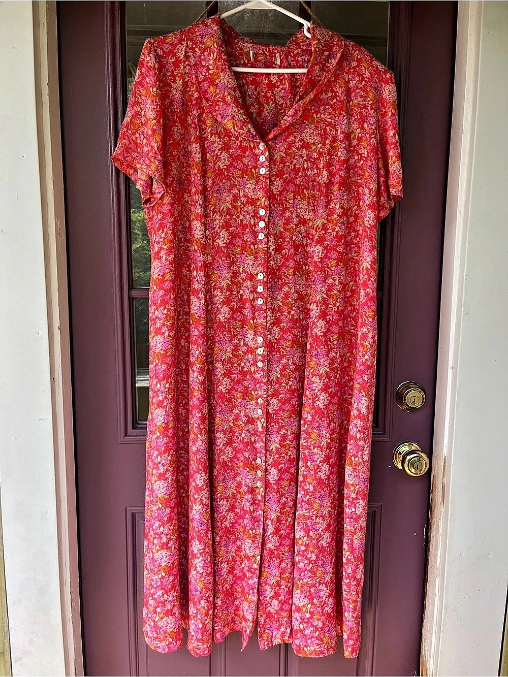 90’s Vintage Betsy Lauren Floral Midi Dress in Red & Pink Like New